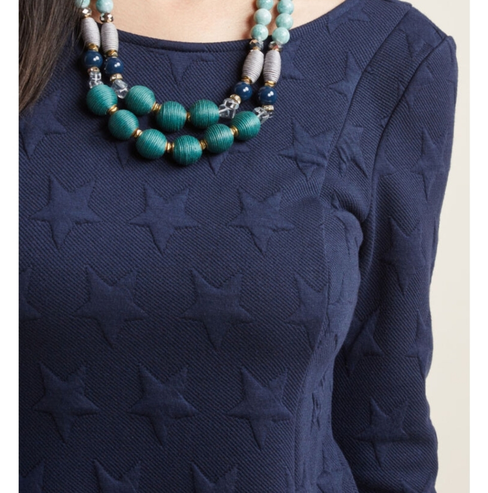 Modcloth In The Mix Knit Dress With Stars Navy - Picture 2 of 10